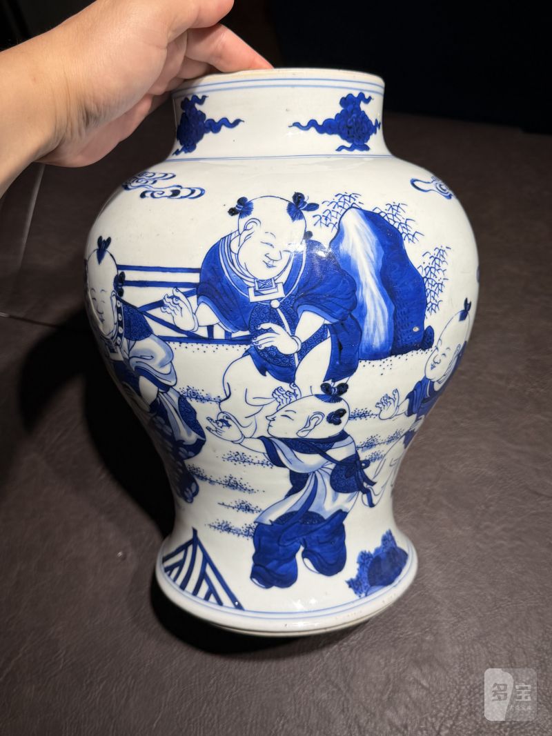 清康熙 青花婴戏图大罐 - 图10